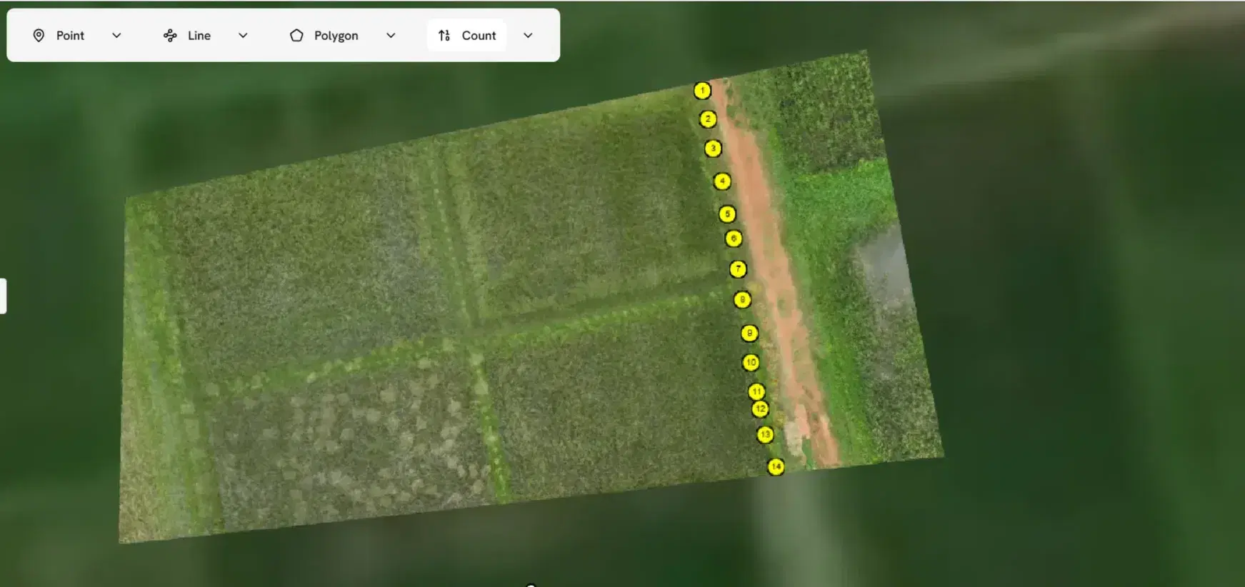 Aerial drone view of agricultural farm land